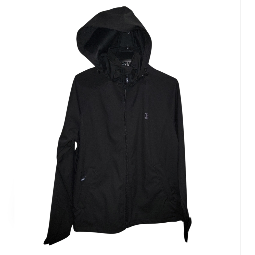 Izod Men's Black Performance Tech Softshell Jacket with Hood NWT Size Medium